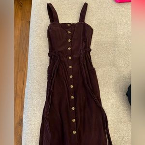 Deep Burgundy Corduroy Button-Down Dress